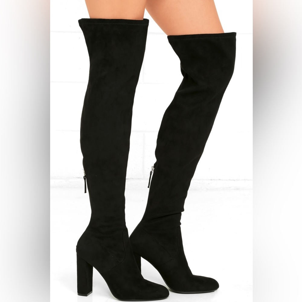 Steve Madden Emotions Black Suede Over the Knee Boots Women’s Size 7.5